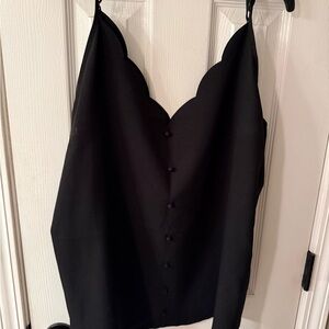 Black Scallop-Edge Camisole Top